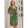 image:imageEkouaer Nightgowns for Women House Dress with Pockets Button Down Sleepshirt Short Sleeve Nightshirt Housecoat  Button Up Night GownsShort Sleeve HousecoatMoo Moos for Elderly WomenLabor and Delivery Gown for Pregnant and PostpartumGreen Flower