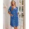 image:imageEkouaer Nightgowns for Women House Dress with Pockets Button Down Sleepshirt Short Sleeve Nightshirt Housecoat  Button Up Night GownsShort Sleeve HousecoatMoo Moos for Elderly WomenLabor and Delivery Gown for Pregnant and PostpartumPuppy Pawprints