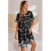 image:imageEkouaer Nightgowns for Women House Dress with Pockets Button Down Sleepshirt Short Sleeve Nightshirt Housecoat  Button Up Night GownsShort Sleeve HousecoatMoo Moos for Elderly WomenLabor and Delivery Gown for Pregnant and PostpartumBlack Butterfly Flower