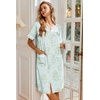 image:imageEkouaer Nightgowns for Women House Dress with Pockets Button Down Sleepshirt Short Sleeve Nightshirt Housecoat  Button Up Night GownsShort Sleeve HousecoatMoo Moos for Elderly WomenLabor and Delivery Gown for Pregnant and PostpartumGreen Daisy