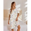 image:imageEkouaer Nightgowns for Women House Dress with Pockets Button Down Sleepshirt Short Sleeve Nightshirt Housecoat  Button Up Night GownsShort Sleeve HousecoatMoo Moos for Elderly WomenLabor and Delivery Gown for Pregnant and PostpartumWhite Flowers