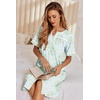 image:imageEkouaer Nightgowns for Women House Dress with Pockets Button Down Sleepshirt Short Sleeve Nightshirt Housecoat  Button Up Night GownsShort Sleeve HousecoatMoo Moos for Elderly WomenLabor and Delivery Gown for Pregnant and PostpartumGreen Daisy
