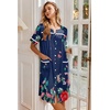 image:imageEkouaer Nightgowns for Women House Dress with Pockets Button Down Sleepshirt Short Sleeve Nightshirt Housecoat  Button Up Night GownsShort Sleeve HousecoatMoo Moos for Elderly WomenLabor and Delivery Gown for Pregnant and PostpartumNavy Flower