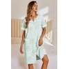 image:imageEkouaer Nightgowns for Women House Dress with Pockets Button Down Sleepshirt Short Sleeve Nightshirt Housecoat  Button Up Night GownsShort Sleeve HousecoatMoo Moos for Elderly WomenLabor and Delivery Gown for Pregnant and PostpartumGreen Daisy