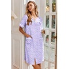 image:imageEkouaer Nightgowns for Women House Dress with Pockets Button Down Sleepshirt Short Sleeve Nightshirt Housecoat  Button Up Night GownsShort Sleeve HousecoatMoo Moos for Elderly WomenLabor and Delivery Gown for Pregnant and PostpartumPurple Floral