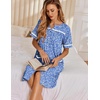 image:imageEkouaer Nightgowns for Women House Dress with Pockets Button Down Sleepshirt Short Sleeve Nightshirt Housecoat  Button Up Night GownsShort Sleeve HousecoatMoo Moos for Elderly WomenLabor and Delivery Gown for Pregnant and PostpartumBlue Plum