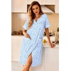 image:imageEkouaer Nightgowns for Women House Dress with Pockets Button Down Sleepshirt Short Sleeve Nightshirt Housecoat  Button Up Night GownsShort Sleeve HousecoatMoo Moos for Elderly WomenLabor and Delivery Gown for Pregnant and PostpartumBlue Floral