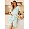 image:imageEkouaer Nightgowns for Women House Dress with Pockets Button Down Sleepshirt Short Sleeve Nightshirt Housecoat  Button Up Night GownsShort Sleeve HousecoatMoo Moos for Elderly WomenLabor and Delivery Gown for Pregnant and PostpartumGreen Daisy