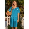 image:imageEkouaer Nightgowns for Women House Dress with Pockets Button Down Sleepshirt Short Sleeve Nightshirt Housecoat  Button Up Night GownsShort Sleeve HousecoatMoo Moos for Elderly WomenLabor and Delivery Gown for Pregnant and PostpartumBlue Green