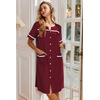 image:imageEkouaer Nightgowns for Women House Dress with Pockets Button Down Sleepshirt Short Sleeve Nightshirt Housecoat  Button Up Night GownsShort Sleeve HousecoatMoo Moos for Elderly WomenLabor and Delivery Gown for Pregnant and PostpartumWine Red
