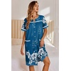 image:imageEkouaer Nightgowns for Women House Dress with Pockets Button Down Sleepshirt Short Sleeve Nightshirt Housecoat  Button Up Night GownsShort Sleeve HousecoatMoo Moos for Elderly WomenLabor and Delivery Gown for Pregnant and PostpartumBlue Green Flower