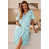 image:imageEkouaer Nightgowns for Women House Dress with Pockets Button Down Sleepshirt Short Sleeve Nightshirt Housecoat  Button Up Night GownsShort Sleeve HousecoatMoo Moos for Elderly WomenLabor and Delivery Gown for Pregnant and PostpartumGreen Floral