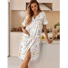 image:imageEkouaer Nightgowns for Women House Dress with Pockets Button Down Sleepshirt Short Sleeve Nightshirt Housecoat  Button Up Night GownsShort Sleeve HousecoatMoo Moos for Elderly WomenLabor and Delivery Gown for Pregnant and PostpartumWhite Flowers