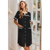 image:imageEkouaer Nightgowns for Women House Dress with Pockets Button Down Sleepshirt Short Sleeve Nightshirt Housecoat  Button Up Night GownsShort Sleeve HousecoatMoo Moos for Elderly WomenLabor and Delivery Gown for Pregnant and PostpartumBlack