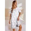 image:imageEkouaer Nightgowns for Women House Dress with Pockets Button Down Sleepshirt Short Sleeve Nightshirt Housecoat  Button Up Night GownsShort Sleeve HousecoatMoo Moos for Elderly WomenLabor and Delivery Gown for Pregnant and PostpartumGrey Stars