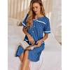 image:imageEkouaer Nightgowns for Women House Dress with Pockets Button Down Sleepshirt Short Sleeve Nightshirt Housecoat  Button Up Night GownsShort Sleeve HousecoatMoo Moos for Elderly WomenLabor and Delivery Gown for Pregnant and PostpartumPuppy Pawprints