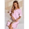 image:imageEkouaer Nightgowns for Women House Dress with Pockets Button Down Sleepshirt Short Sleeve Nightshirt Housecoat  Button Up Night GownsShort Sleeve HousecoatMoo Moos for Elderly WomenLabor and Delivery Gown for Pregnant and PostpartumPink Striped