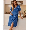 image:imageEkouaer Nightgowns for Women House Dress with Pockets Button Down Sleepshirt Short Sleeve Nightshirt Housecoat  Button Up Night GownsShort Sleeve HousecoatMoo Moos for Elderly WomenLabor and Delivery Gown for Pregnant and PostpartumPuppy Pawprints