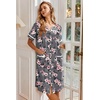 image:imageEkouaer Nightgowns for Women House Dress with Pockets Button Down Sleepshirt Short Sleeve Nightshirt Housecoat  Button Up Night GownsShort Sleeve HousecoatMoo Moos for Elderly WomenLabor and Delivery Gown for Pregnant and PostpartumGrey Floral