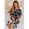 image:imageEkouaer Nightgowns for Women House Dress with Pockets Button Down Sleepshirt Short Sleeve Nightshirt Housecoat  Button Up Night GownsShort Sleeve HousecoatMoo Moos for Elderly WomenLabor and Delivery Gown for Pregnant and PostpartumBlack Butterfly Flower