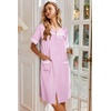 image:imageEkouaer Nightgowns for Women House Dress with Pockets Button Down Sleepshirt Short Sleeve Nightshirt Housecoat  Button Up Night GownsShort Sleeve HousecoatMoo Moos for Elderly WomenLabor and Delivery Gown for Pregnant and PostpartumPink Striped