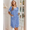 image:imageEkouaer Nightgowns for Women House Dress with Pockets Button Down Sleepshirt Short Sleeve Nightshirt Housecoat  Button Up Night GownsShort Sleeve HousecoatMoo Moos for Elderly WomenLabor and Delivery Gown for Pregnant and PostpartumBlue Plum