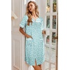 image:imageEkouaer Nightgowns for Women House Dress with Pockets Button Down Sleepshirt Short Sleeve Nightshirt Housecoat  Button Up Night GownsShort Sleeve HousecoatMoo Moos for Elderly WomenLabor and Delivery Gown for Pregnant and PostpartumGreen Floral