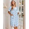 image:imageEkouaer Nightgowns for Women House Dress with Pockets Button Down Sleepshirt Short Sleeve Nightshirt Housecoat  Button Up Night GownsShort Sleeve HousecoatMoo Moos for Elderly WomenLabor and Delivery Gown for Pregnant and PostpartumBlue Daisy