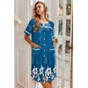 image:imageEkouaer Nightgowns for Women House Dress with Pockets Button Down Sleepshirt Short Sleeve Nightshirt Housecoat  Button Up Night GownsShort Sleeve HousecoatMoo Moos for Elderly WomenLabor and Delivery Gown for Pregnant and PostpartumBlue Green Flower