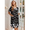 image:imageEkouaer Nightgowns for Women House Dress with Pockets Button Down Sleepshirt Short Sleeve Nightshirt Housecoat  Button Up Night GownsShort Sleeve HousecoatMoo Moos for Elderly WomenLabor and Delivery Gown for Pregnant and PostpartumBlack Butterfly Flower