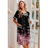 image:imageEkouaer Nightgowns for Women House Dress with Pockets Button Down Sleepshirt Short Sleeve Nightshirt Housecoat  Button Up Night GownsShort Sleeve HousecoatMoo Moos for Elderly WomenLabor and Delivery Gown for Pregnant and PostpartumBlack Sakura
