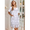 image:imageEkouaer Nightgowns for Women House Dress with Pockets Button Down Sleepshirt Short Sleeve Nightshirt Housecoat  Button Up Night GownsShort Sleeve HousecoatMoo Moos for Elderly WomenLabor and Delivery Gown for Pregnant and PostpartumGrey Stars