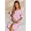 image:imageEkouaer Nightgowns for Women House Dress with Pockets Button Down Sleepshirt Short Sleeve Nightshirt Housecoat  Button Up Night GownsShort Sleeve HousecoatMoo Moos for Elderly WomenLabor and Delivery Gown for Pregnant and PostpartumPink Floral