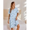 image:imageEkouaer Nightgowns for Women House Dress with Pockets Button Down Sleepshirt Short Sleeve Nightshirt Housecoat  Button Up Night GownsShort Sleeve HousecoatMoo Moos for Elderly WomenLabor and Delivery Gown for Pregnant and PostpartumBlue Daisy