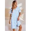 image:imageEkouaer Nightgowns for Women House Dress with Pockets Button Down Sleepshirt Short Sleeve Nightshirt Housecoat  Button Up Night GownsShort Sleeve HousecoatMoo Moos for Elderly WomenLabor and Delivery Gown for Pregnant and PostpartumBlue Floral
