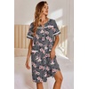 image:imageEkouaer Nightgowns for Women House Dress with Pockets Button Down Sleepshirt Short Sleeve Nightshirt Housecoat  Button Up Night GownsShort Sleeve HousecoatMoo Moos for Elderly WomenLabor and Delivery Gown for Pregnant and PostpartumGrey Floral