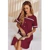 image:imageEkouaer Nightgowns for Women House Dress with Pockets Button Down Sleepshirt Short Sleeve Nightshirt Housecoat  Button Up Night GownsShort Sleeve HousecoatMoo Moos for Elderly WomenLabor and Delivery Gown for Pregnant and PostpartumWine Red