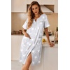 image:imageEkouaer Nightgowns for Women House Dress with Pockets Button Down Sleepshirt Short Sleeve Nightshirt Housecoat  Button Up Night GownsShort Sleeve HousecoatMoo Moos for Elderly WomenLabor and Delivery Gown for Pregnant and PostpartumGrey Stars