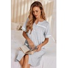 image:imageEkouaer Nightgowns for Women House Dress with Pockets Button Down Sleepshirt Short Sleeve Nightshirt Housecoat  Button Up Night GownsShort Sleeve HousecoatMoo Moos for Elderly WomenLabor and Delivery Gown for Pregnant and PostpartumGrey Srtiped