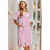 image:imageEkouaer Nightgowns for Women House Dress with Pockets Button Down Sleepshirt Short Sleeve Nightshirt Housecoat  Button Up Night GownsShort Sleeve HousecoatMoo Moos for Elderly WomenLabor and Delivery Gown for Pregnant and PostpartumPink Floral