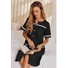 image:imageEkouaer Nightgowns for Women House Dress with Pockets Button Down Sleepshirt Short Sleeve Nightshirt Housecoat  Button Up Night GownsShort Sleeve HousecoatMoo Moos for Elderly WomenLabor and Delivery Gown for Pregnant and PostpartumBlack