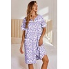 image:imageEkouaer Nightgowns for Women House Dress with Pockets Button Down Sleepshirt Short Sleeve Nightshirt Housecoat  Button Up Night GownsShort Sleeve HousecoatMoo Moos for Elderly WomenLabor and Delivery Gown for Pregnant and PostpartumPurple Dots
