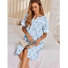 image:imageEkouaer Nightgowns for Women House Dress with Pockets Button Down Sleepshirt Short Sleeve Nightshirt Housecoat  Button Up Night GownsShort Sleeve HousecoatMoo Moos for Elderly WomenLabor and Delivery Gown for Pregnant and PostpartumBlue Daisy