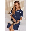 image:imageEkouaer Nightgowns for Women House Dress with Pockets Button Down Sleepshirt Short Sleeve Nightshirt Housecoat  Button Up Night GownsShort Sleeve HousecoatMoo Moos for Elderly WomenLabor and Delivery Gown for Pregnant and PostpartumNavy