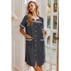 image:imageEkouaer Nightgowns for Women House Dress with Pockets Button Down Sleepshirt Short Sleeve Nightshirt Housecoat  Button Up Night GownsShort Sleeve HousecoatMoo Moos for Elderly WomenLabor and Delivery Gown for Pregnant and PostpartumDark Grey