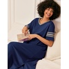 image:imageEkouaer Nightgowns for Women Long Nightgown Plus Size Moo Moos House Dress  Color Block Sleep Dress Short Sleeve Sleepwear V Neck Loungewear Oversized Lounge Dress M5XL Daily Wear Sleep HomeDeep Blue