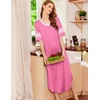 image:imageEkouaer Nightgowns for Women Long Nightgown Plus Size Moo Moos House Dress  Color Block Sleep Dress Short Sleeve Sleepwear V Neck Loungewear Oversized Lounge Dress M5XL Daily Wear Sleep HomePeach Pink