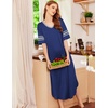 image:imageEkouaer Nightgowns for Women Long Nightgown Plus Size Moo Moos House Dress  Color Block Sleep Dress Short Sleeve Sleepwear V Neck Loungewear Oversized Lounge Dress M5XL Daily Wear Sleep HomeDeep Blue