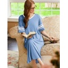 image:imageEkouaer Nightgowns for Women Long Nightgown Plus Size Moo Moos House Dress  Color Block Sleep Dress Short Sleeve Sleepwear V Neck Loungewear Oversized Lounge Dress M5XL Daily Wear Sleep HomeLight Blue