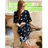 image:imageEkouaer Nightgowns for Women Long Nightgown Plus Size Moo Moos House Dress  Color Block Sleep Dress Short Sleeve Sleepwear V Neck Loungewear Oversized Lounge Dress M5XL Daily Wear Sleep HomeBlack Butterfly